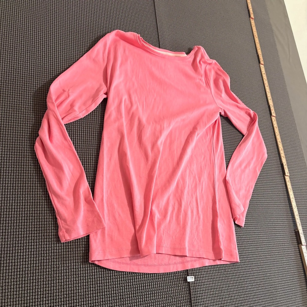 Talbots Womens Petite Small Pink Long Sleeve Pima Cotton Crew Neck Tee